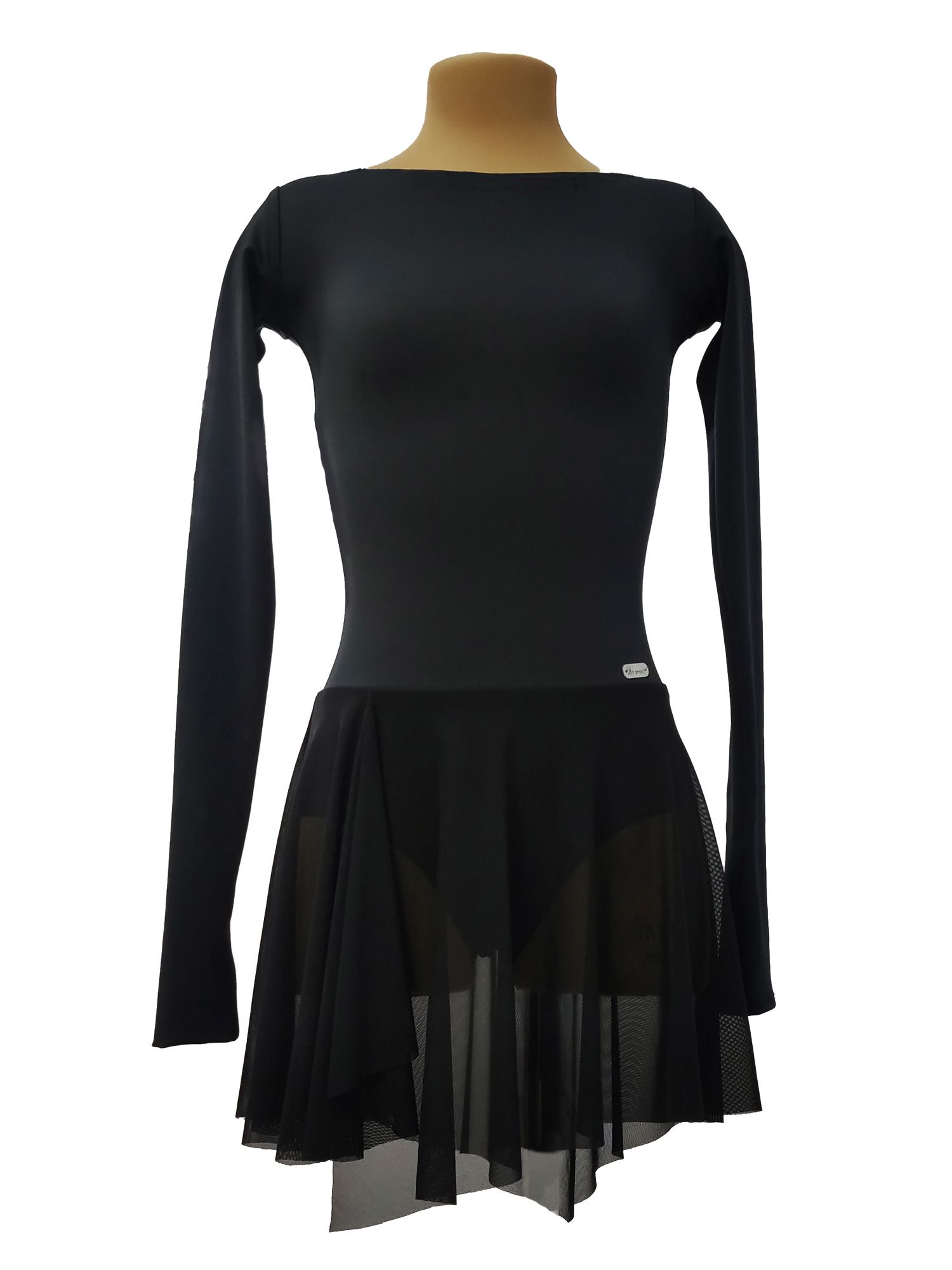 Платье для фигурного катания "Черное с черной спинкой"