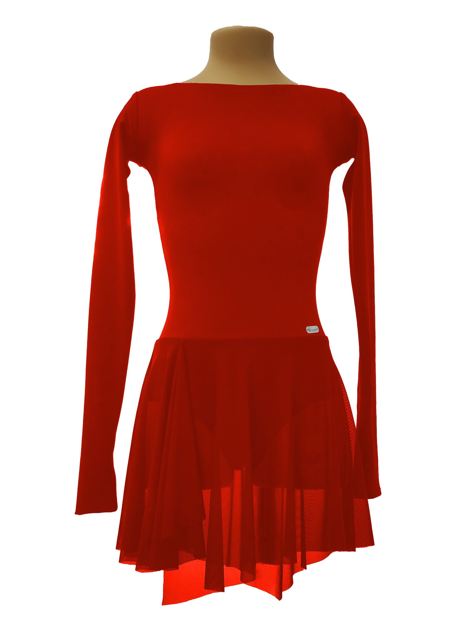 Платье для фигурного катания «Красное с телесной спинкой»